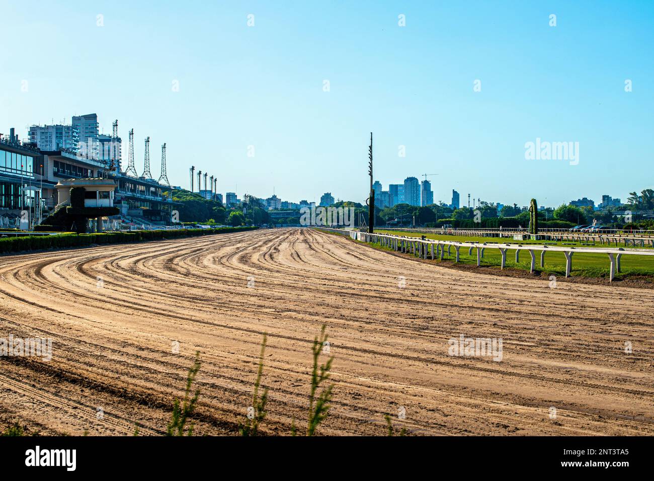 Racecourse, hippodrome. Palermo racetrack with an empty track. Buenos Aires, Argentina. Stock Photo