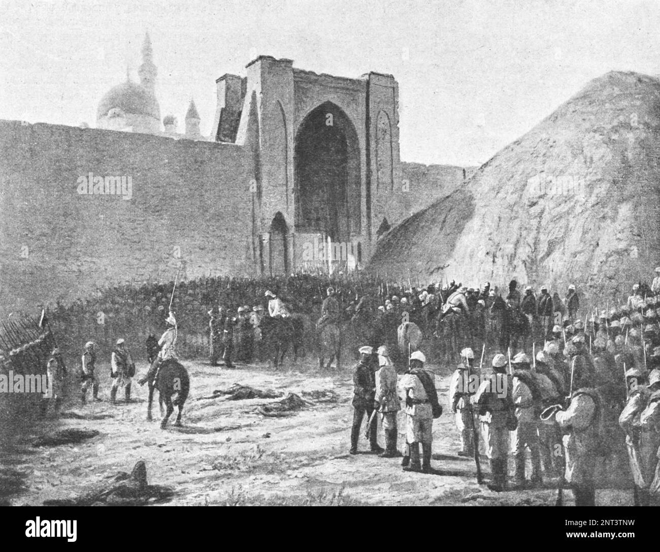 The liberation of the garrison of the Bayezid Fortress on June 28, 1877. Copy of a 19th century painting. Stock Photo