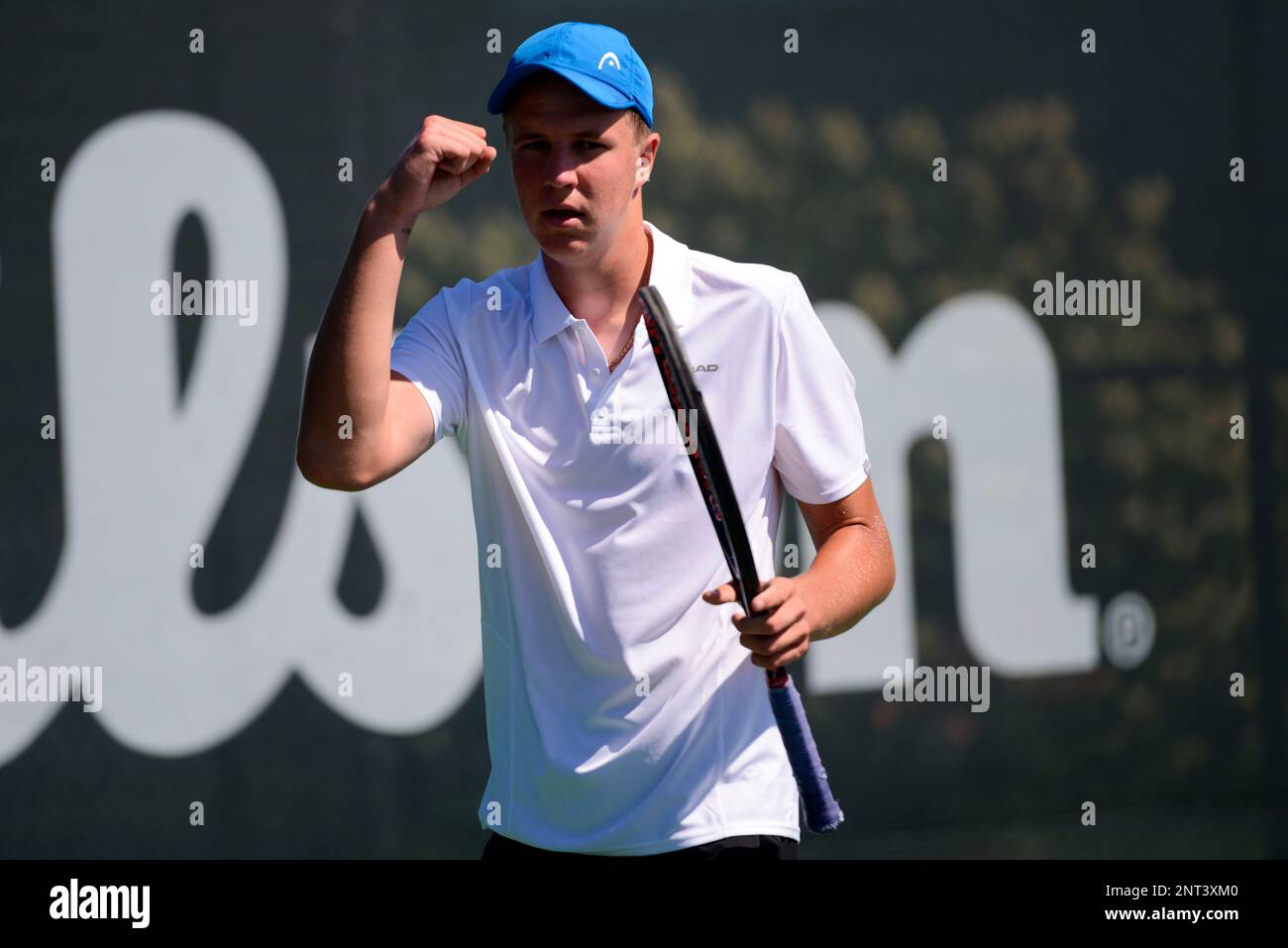 August 24, 2019, College Park, Maryland, U.S: Karlis Ozolins of Latvia in  action in the final of the Wayne K. Curry Prince George's County  International Junior Tennis Championships in College Park Maryland. (
