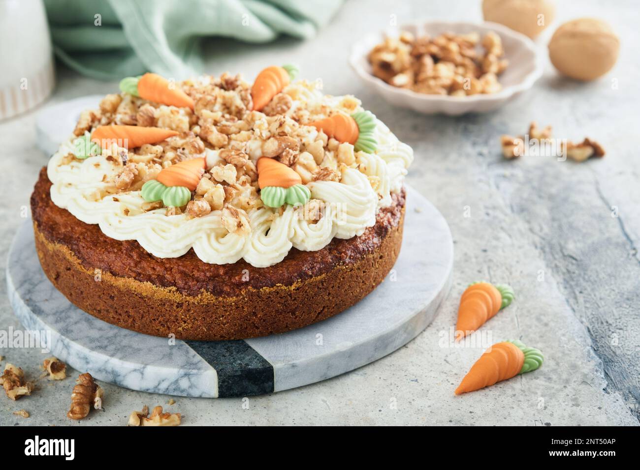 Easter Carrot cake with cream cheese frosting. Delicious carrot cake