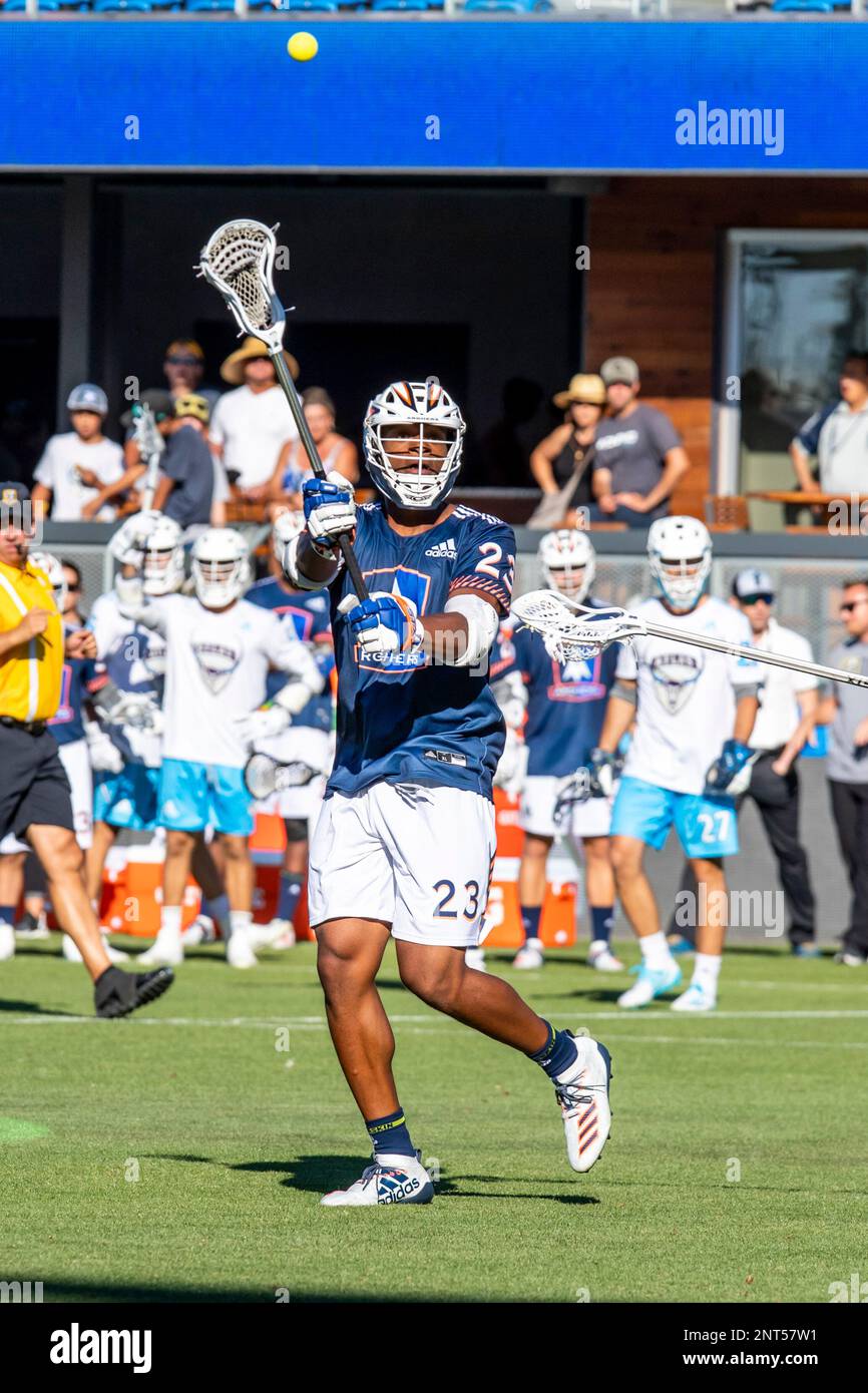 SAN JOSE, CA AUGUST 11 Archers Lacrosse Club Midfielder Dominique Alexander (23) passes the