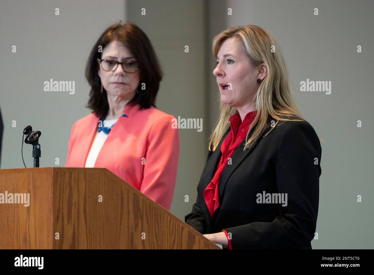 Minnesota Senate Majority Leader Kari Dziedzic, left, and Speaker of