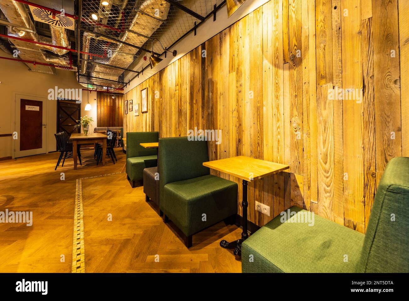 Wroclaw, Poland - May 2022: Interior of one of Green Caffe Nero chain cafe at Szewska street Stock Photo