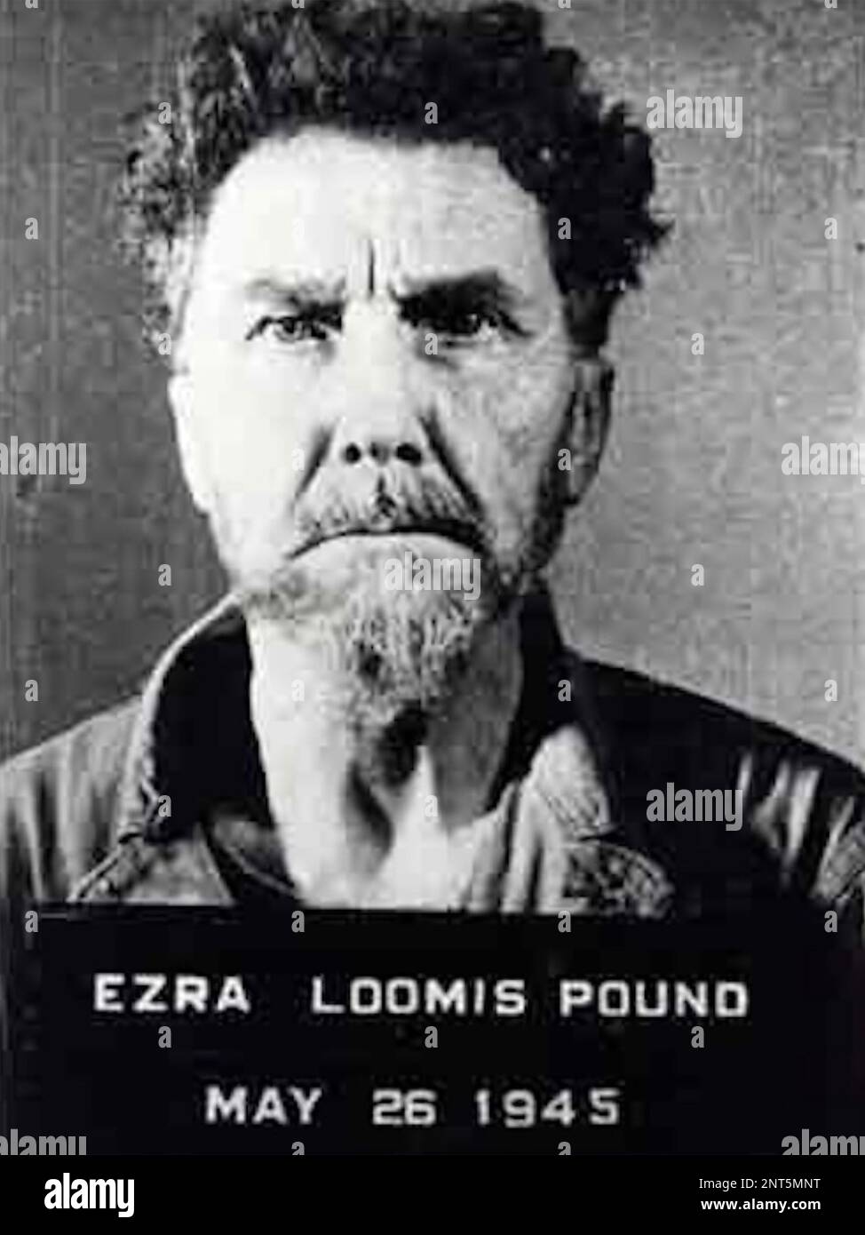 EZRA POUND (1885-1972)  American poet and critic while being held by the US Counter Intelligence Corps in Genoa, ItaLY in May 1945 Stock Photo