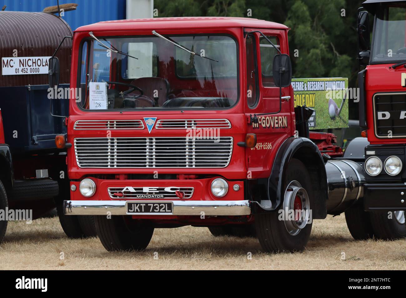 A 1973 vintage AEC Mandator tractor unit, restored in the livery of McGovern Bros (Haulage), one of the longest established haulage firms in London. Stock Photo