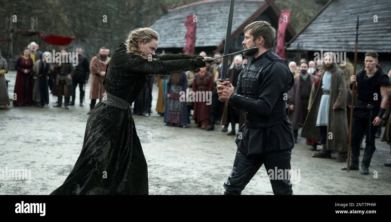 VIKINGS VALHALLA, from left Frida Gustavsson, Bradley James, Leap of