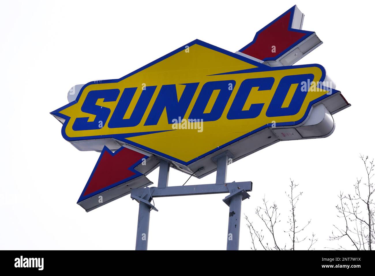 A Sunoco sign is visible outside a gas station, Monday, Feb. 27, 2023 ...
