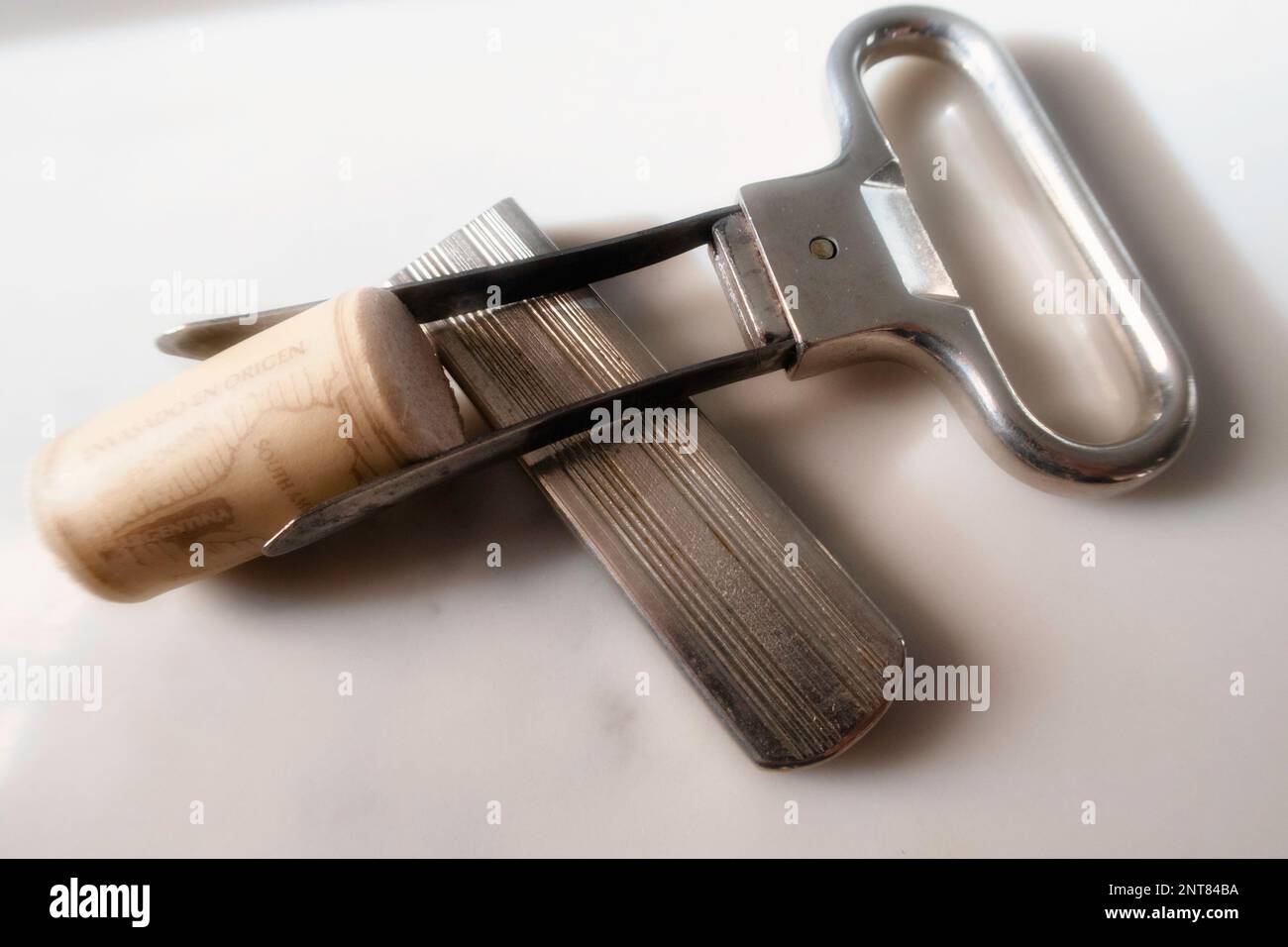 Close-up of German cork puller with protective cover Stock Photo