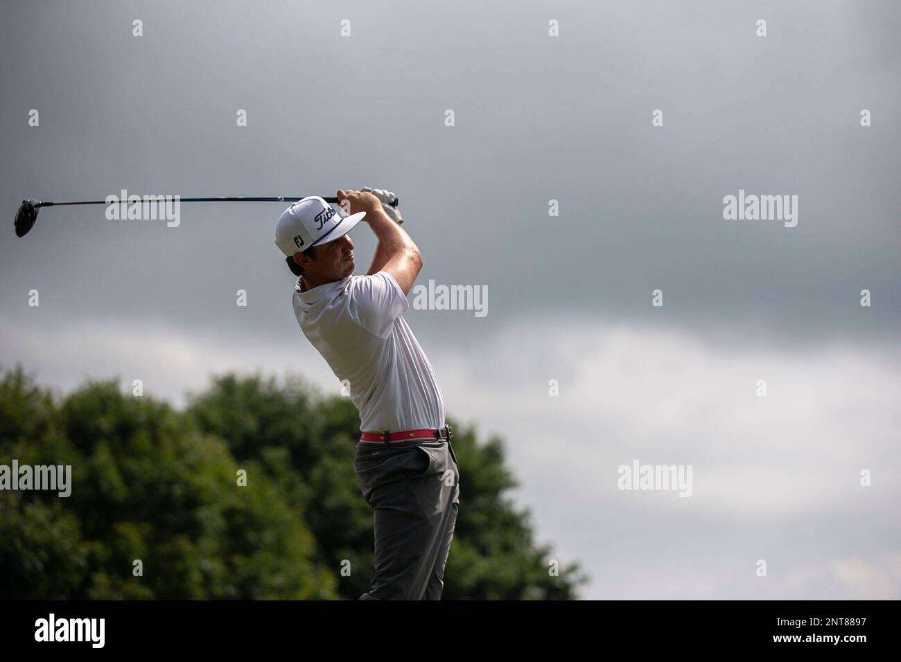 J.T. Poston hits the ball during the PGA Barbasol Championship on the J.T. Poston hits the ball during the PGA Barbasol Championship on the