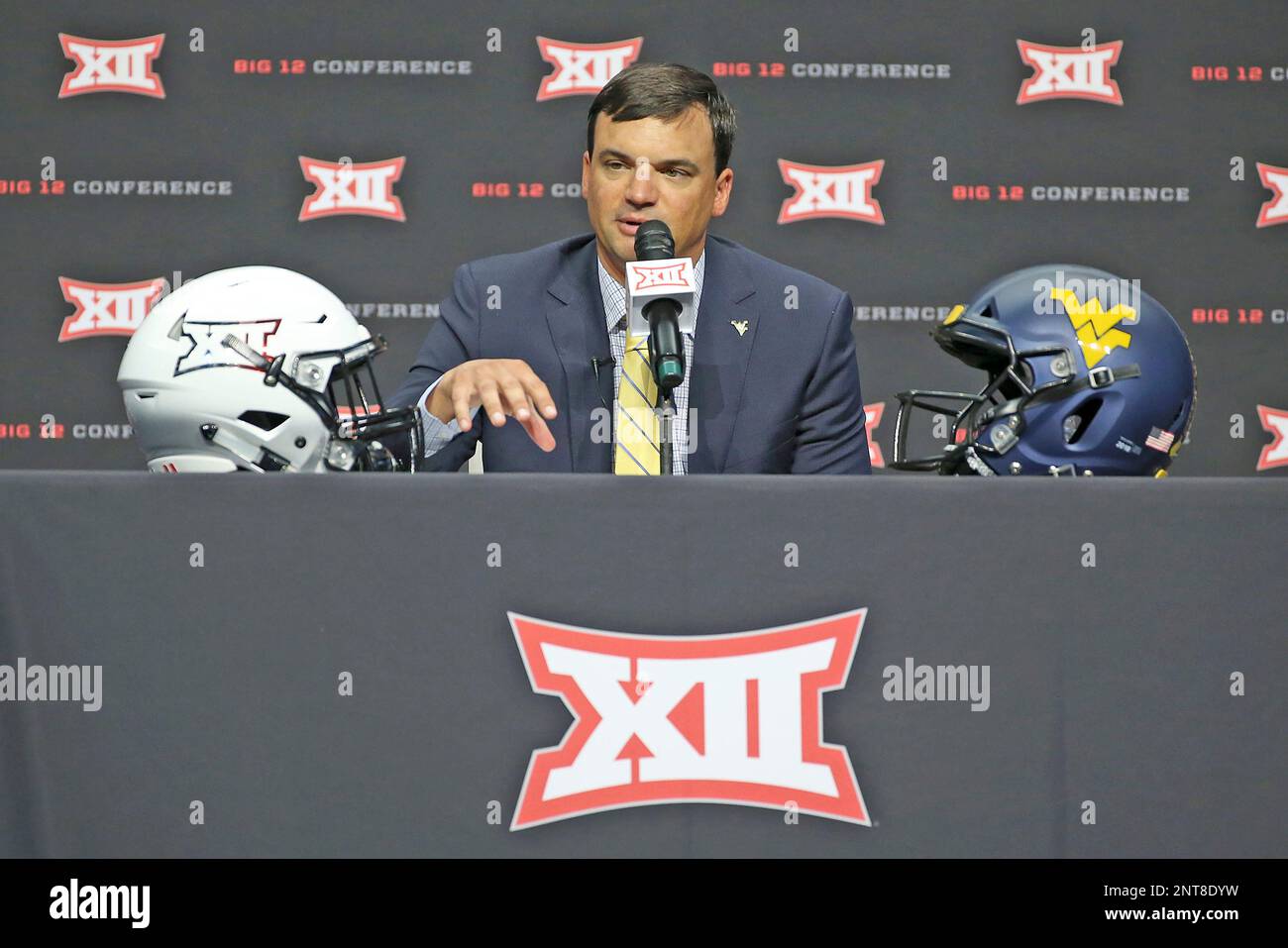 West Virginia head football coach Neal Brown speaks during Big 12