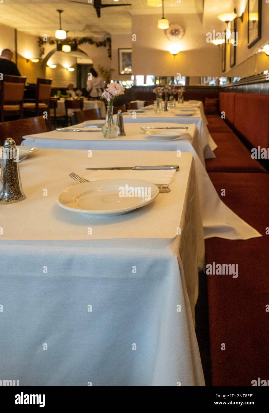 Interior of  Bistro Les Amis Restaurant in SoHo, NYC, USA, 2023 Stock Photo