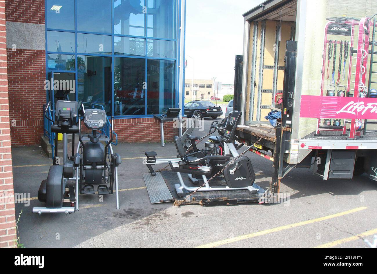 Equipment being removed from the Hazleton YMCA on South Church St. On