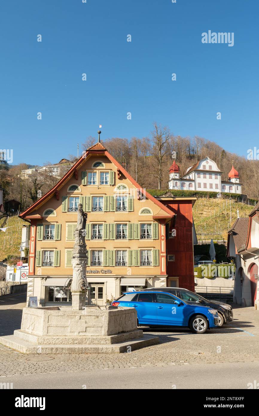 Sarnen, Canton Obwalden, Switzerland, February 10, 2023 Historic old