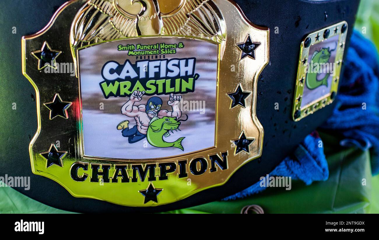 The belt trophy for the winner of the first annual Catfish Wrastlin