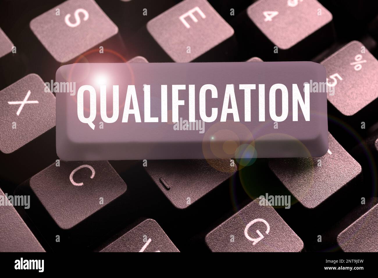 Hand writing sign Qualification. Word Written on Officially permission