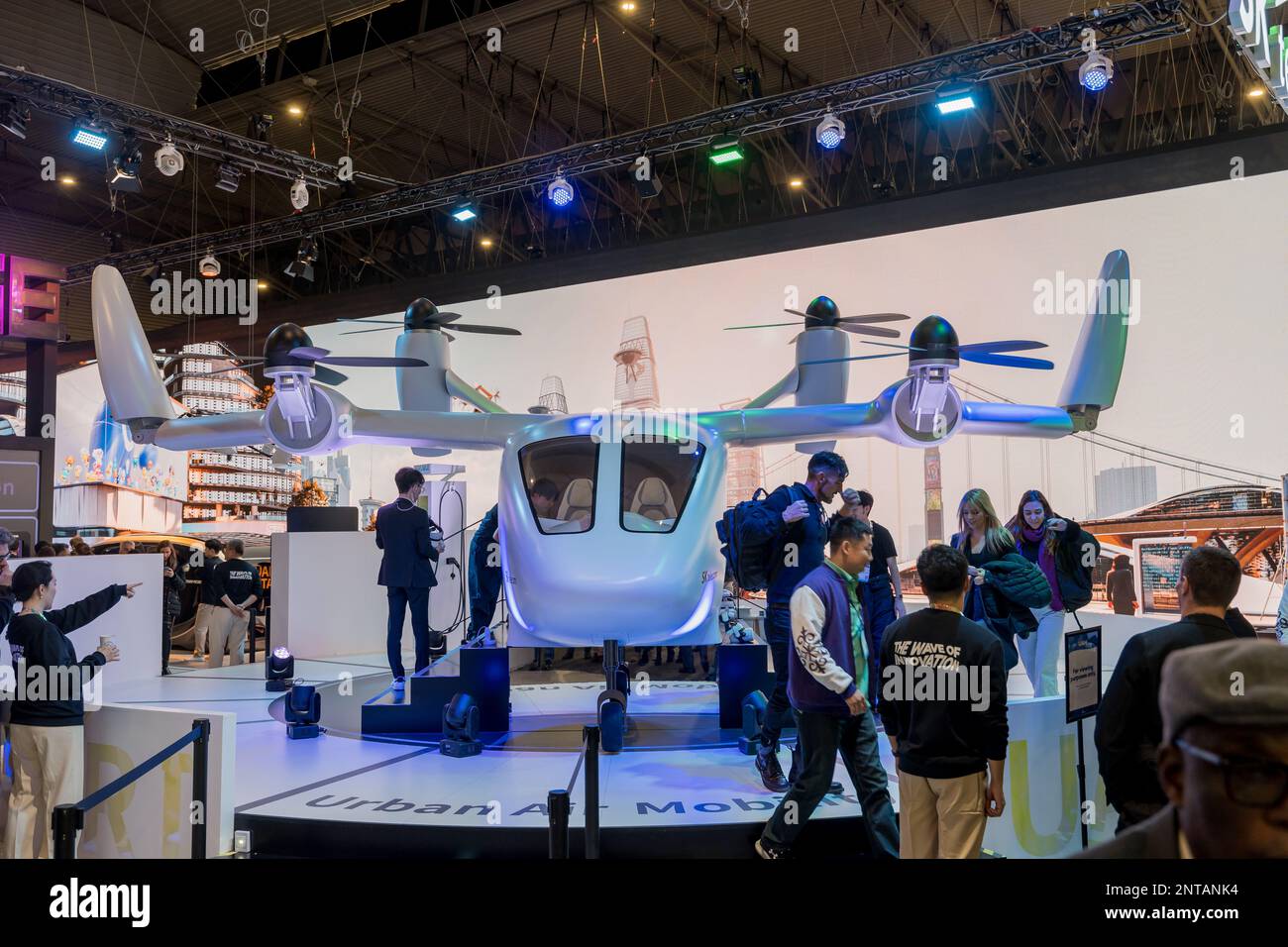 Barcelona , Spain - February 27 2023: Mobile world congress 2023 in