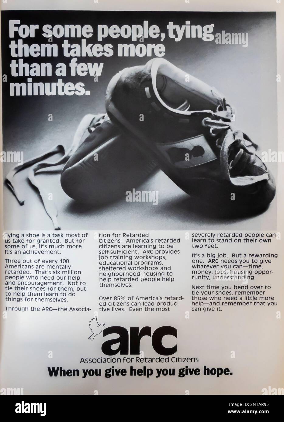 ARC Association for Retarded Citizens advert in a NatGeo magazine,July 1983 Stock Photo