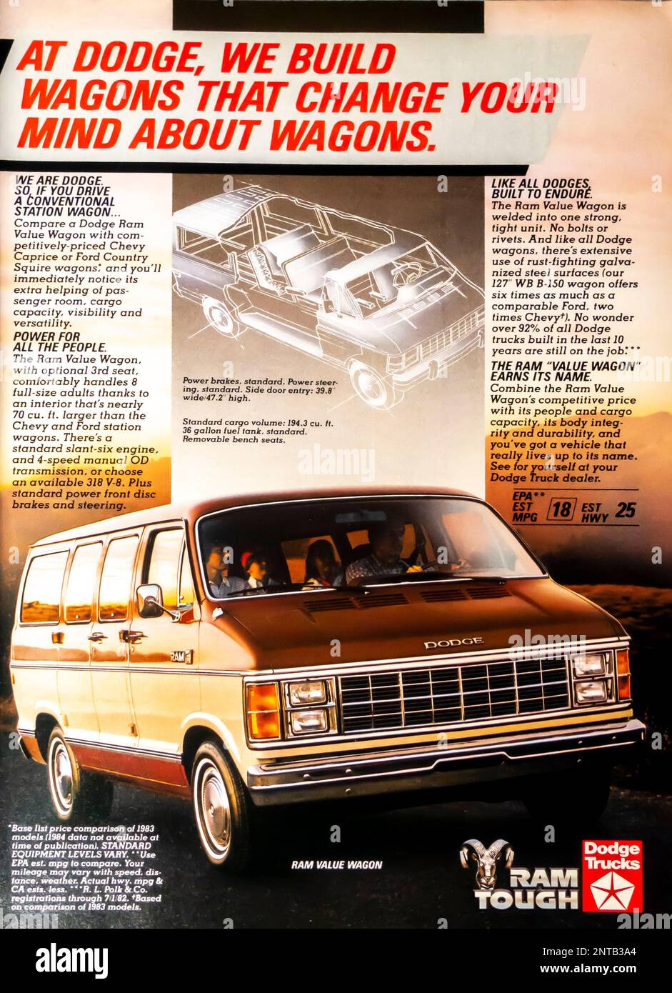 Dodge RAM advert in a NatGeo magazine, November 1983 Stock Photo