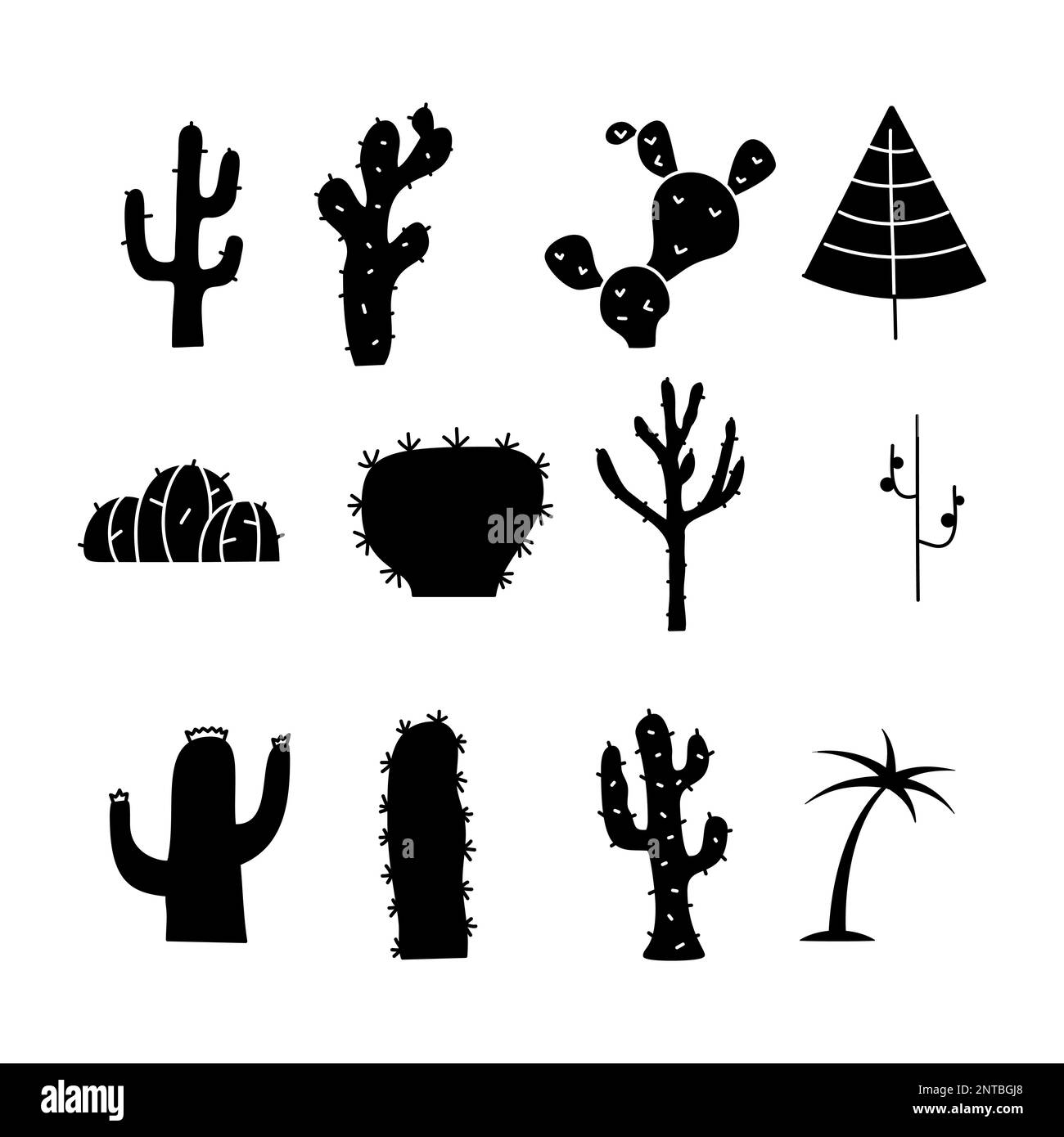 Simple silhouette tree icons collection. Line art trees. Stock vector ...