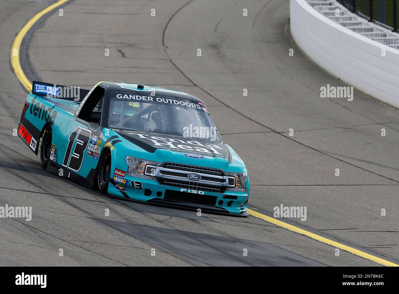 13: Johnny Sauter, ThorSport Racing, Ford F-150 Tenda Products during  practice for the NASCAR Gander Outdoor Truck Series M&M's 200 race at Iowa  Speedway, Saturday, June 15, 2019, in Newton, Iowa. (AP