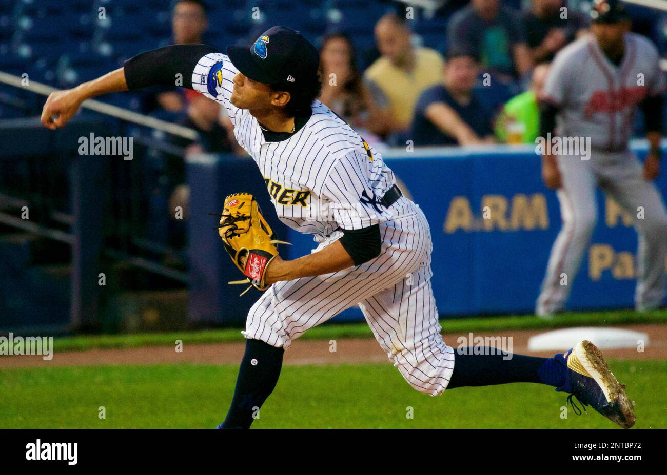 June 18, 2019 - Trenton, New Jersey, U.S - 20-year-old DEIVI GARCIA of the  Trenton Thunder tied the franchise record in just six innings by striking  out 15 batters in a game