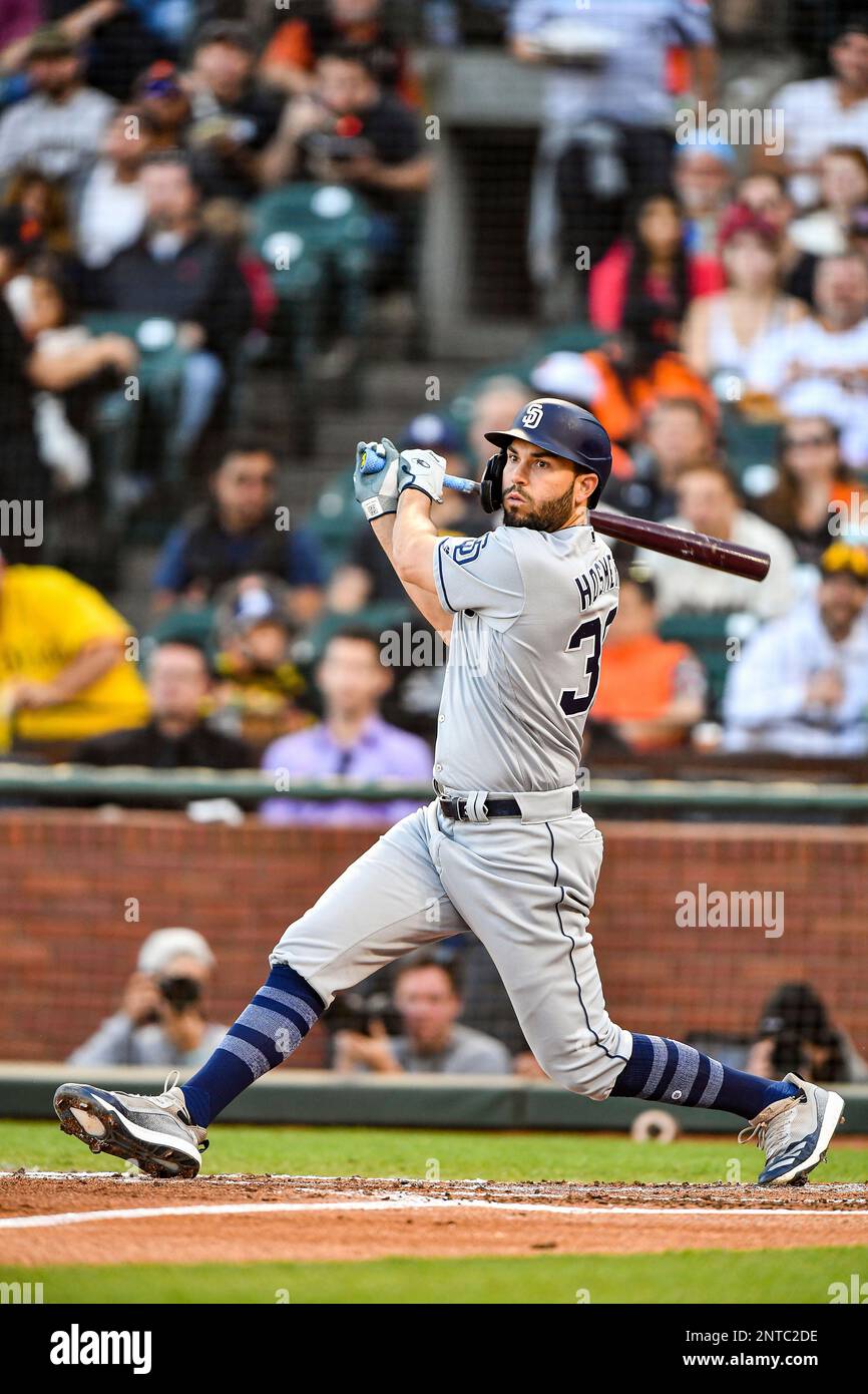 June 12, 2019: San Diego Padres first baseman Eric Hosmer (30) at bat  during the MLB game between the San Diego Padres and the San Francisco  Giants at Oracle Park in San