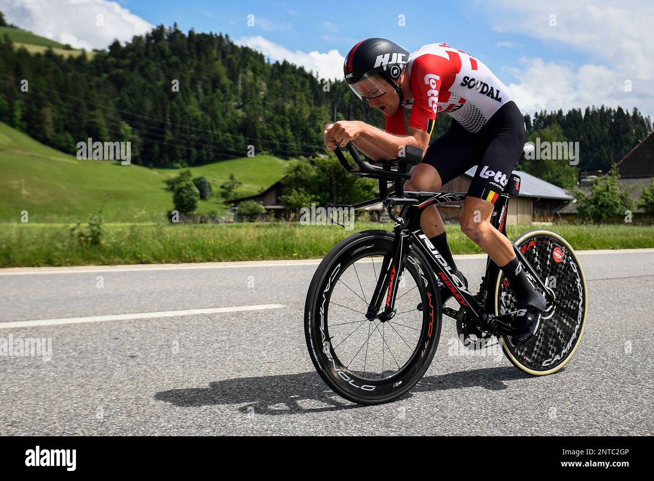 Tiesj Benoot from Belgium of Lotto Soudal in action during the