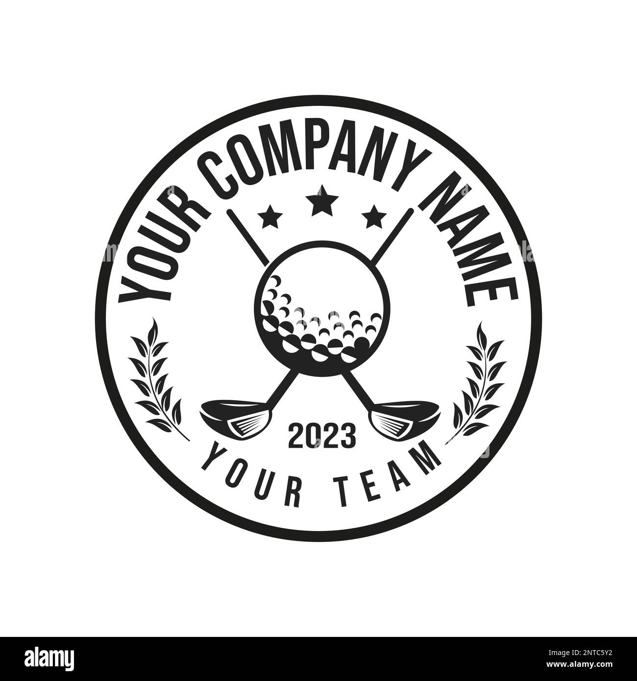 Golf club logo emblem and ball illustration logo on thee.vector, symbol