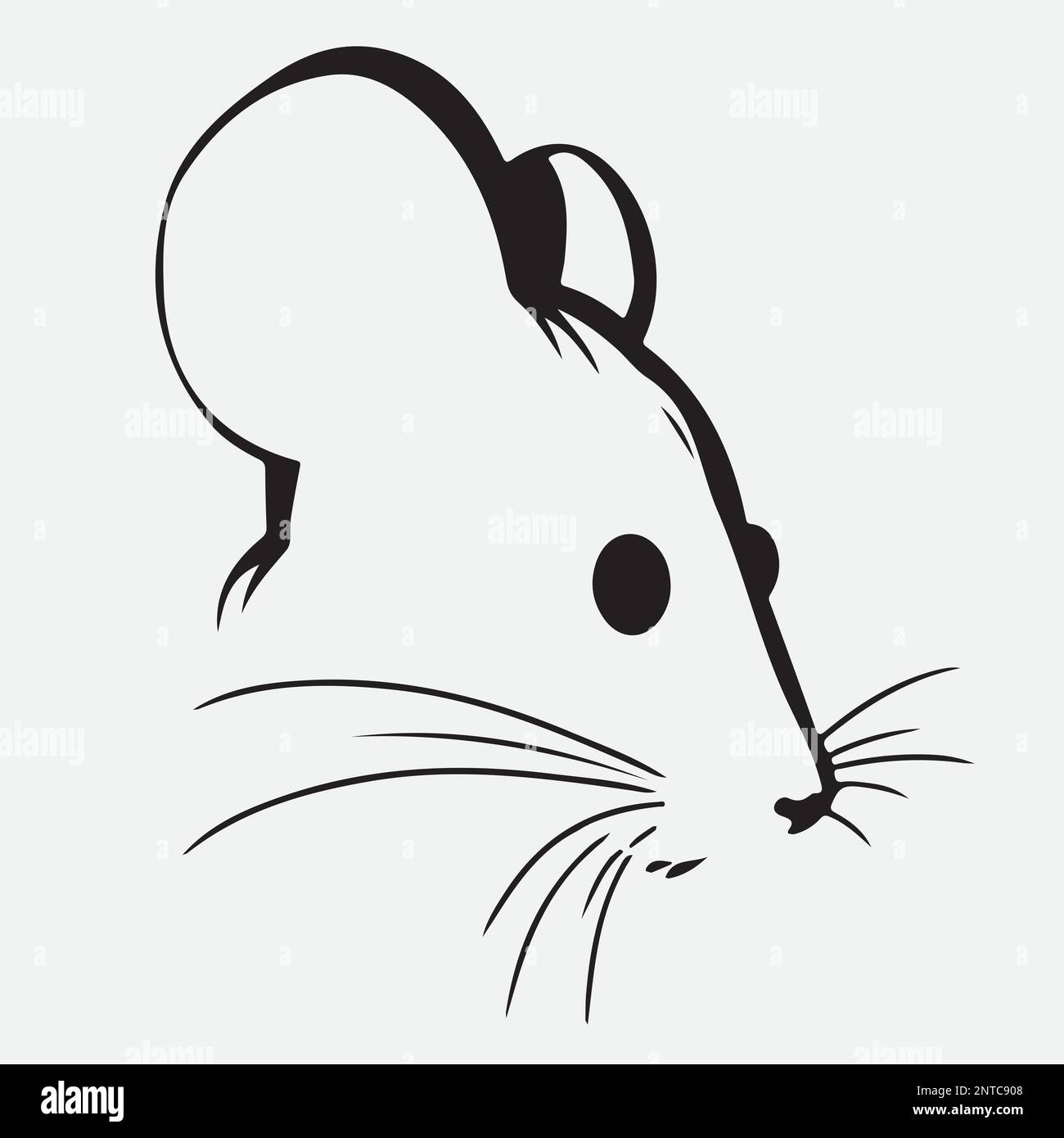 Mouse in linear style, black on a white background.  Stock Vector