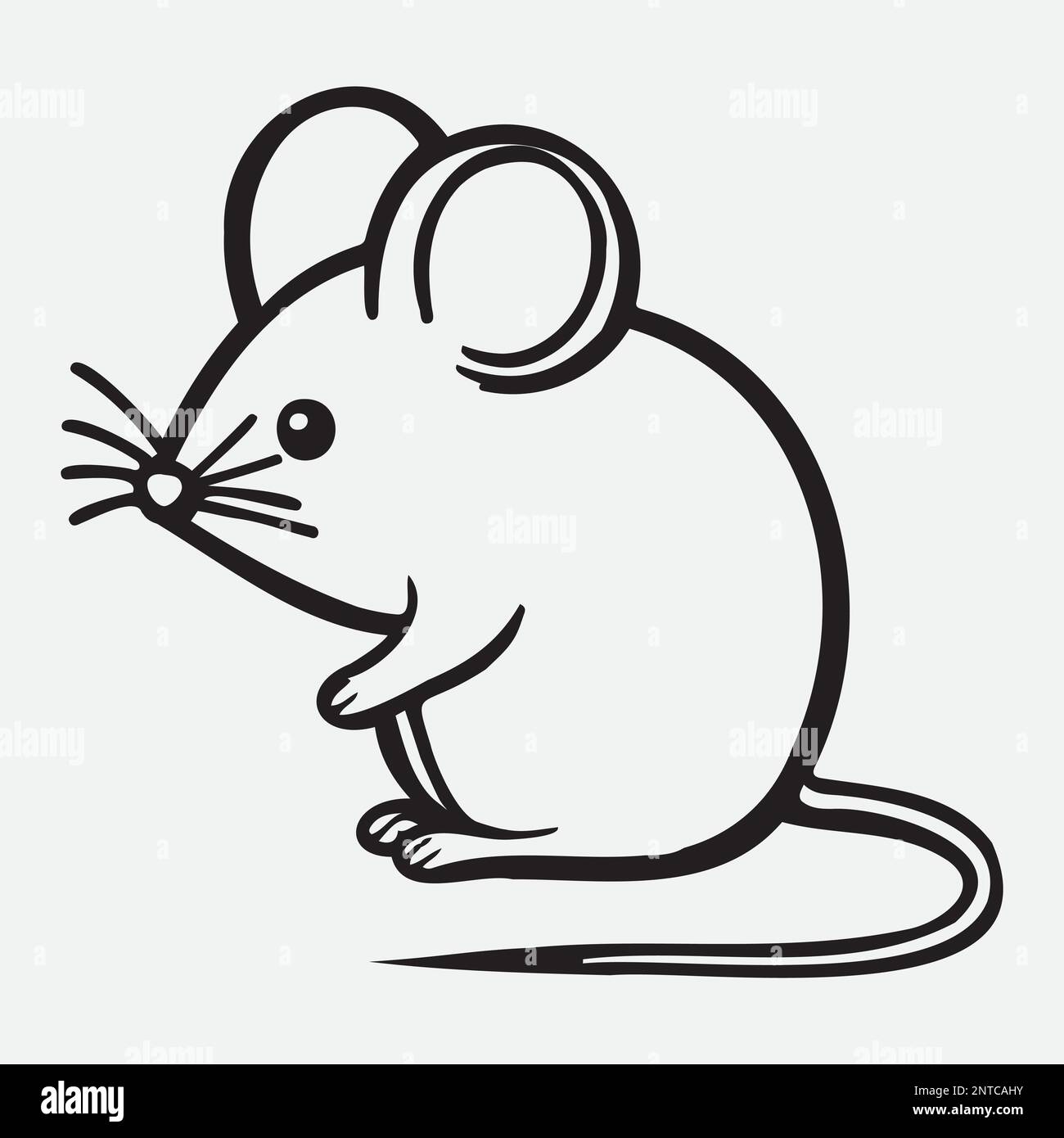 Mouse in linear style, black on a white background.  Stock Vector