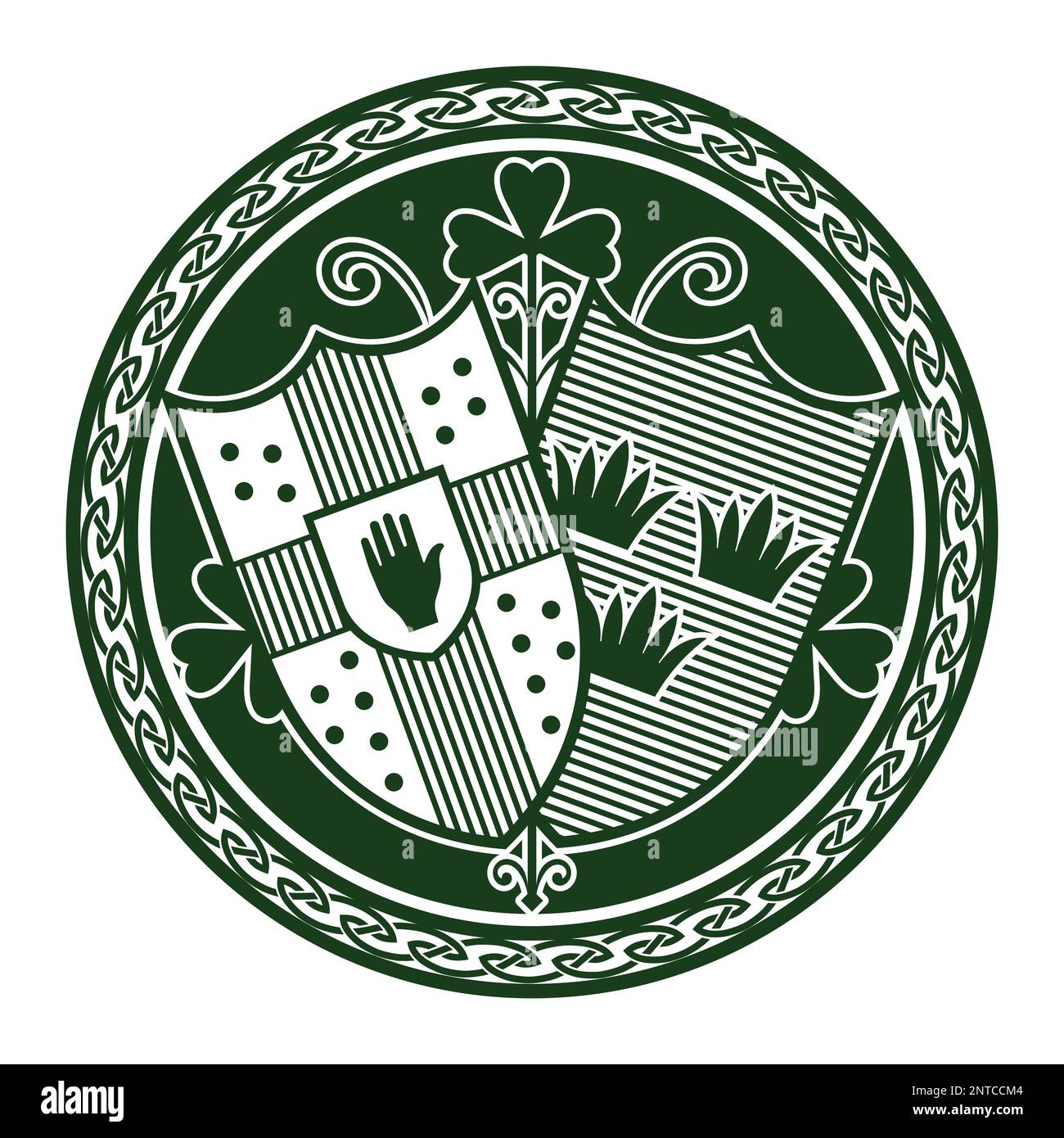 Irish Celtic design in vintage, retro style. Irish design with coat of