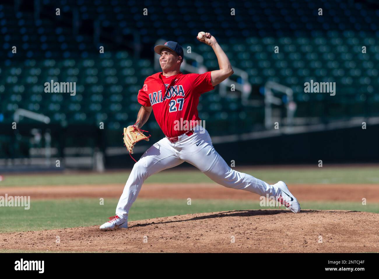 Arizona Wildcats starting pitcher Avery Weems (27) during an NCAA