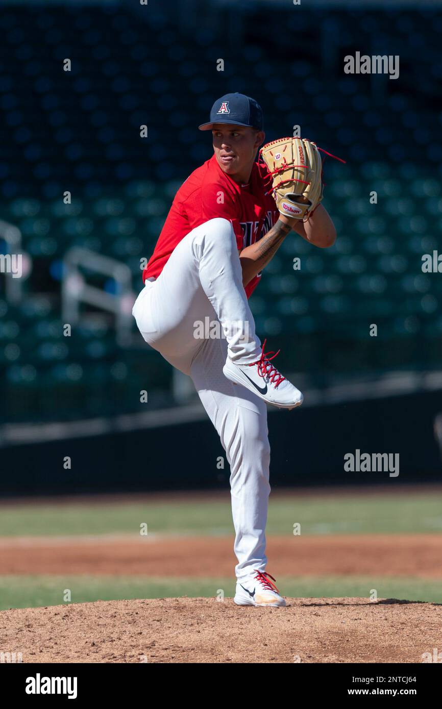 Arizona Wildcats starting pitcher Avery Weems (27) during an NCAA