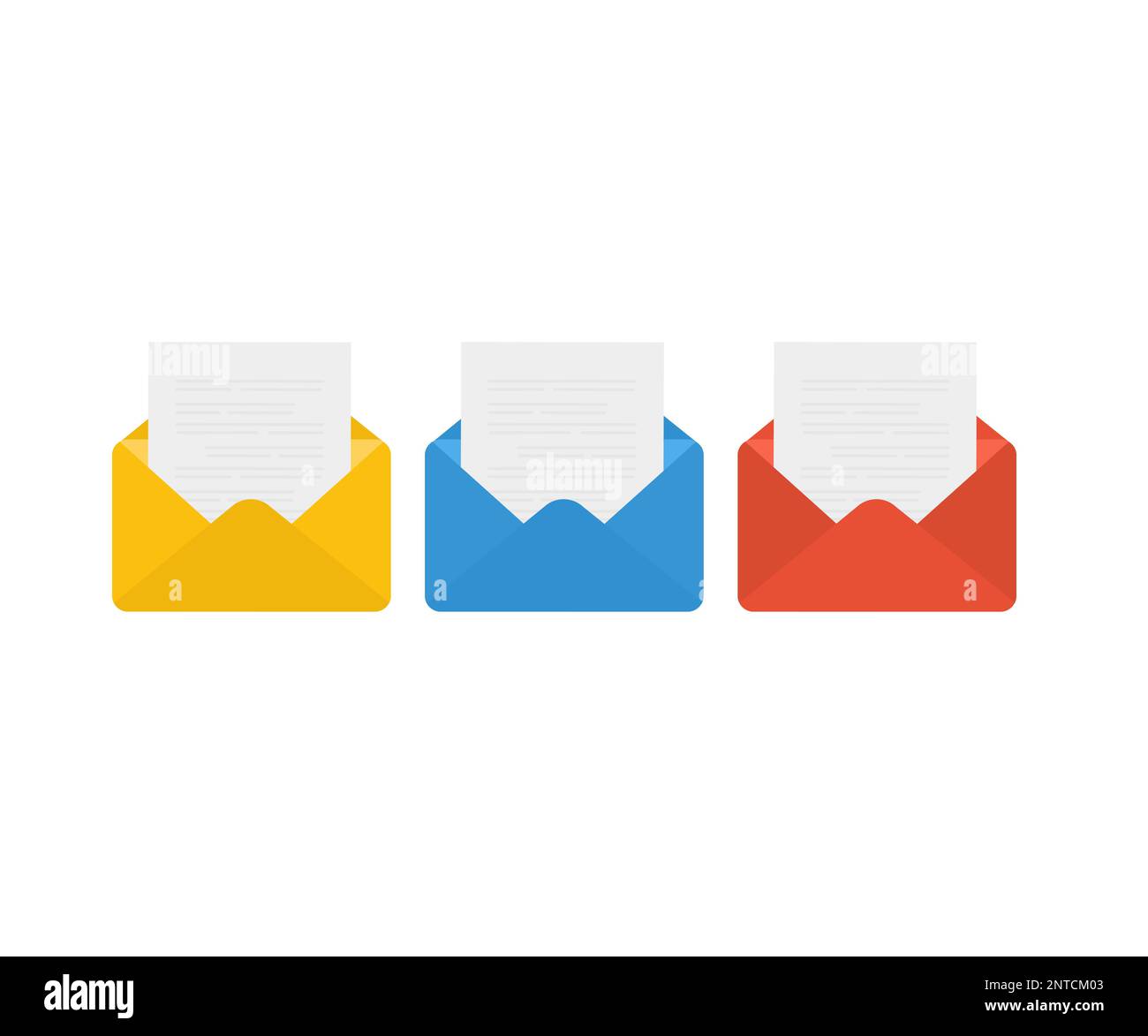 Colored envelopes, unfolded envelope logo design. Illustration for