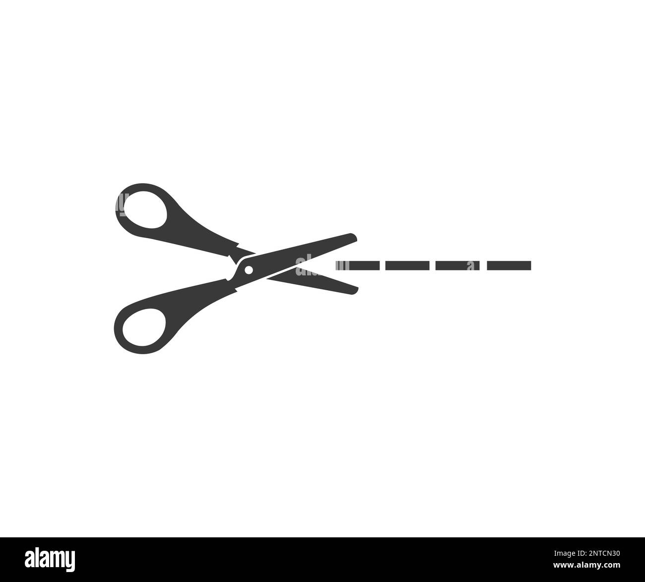 Scissors Cut Lines Icon Badge Place Cutting Stock Vector by