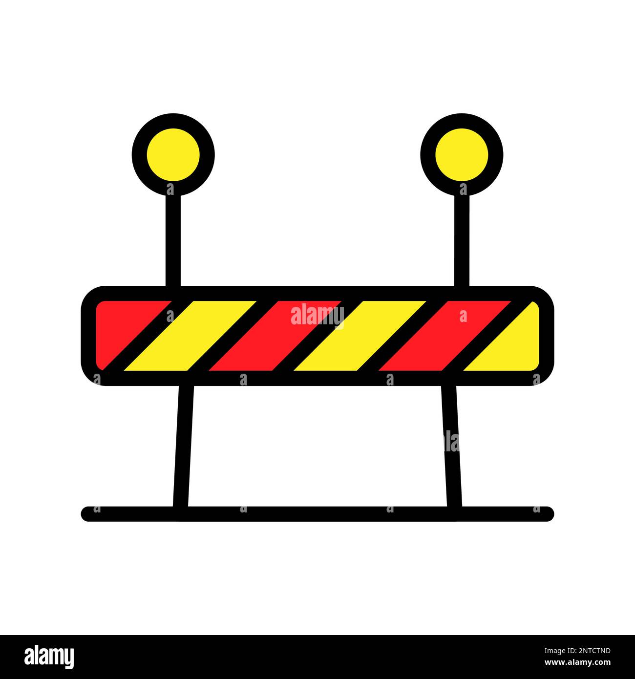 Construction barricade icon line isolated on white background. Black ...