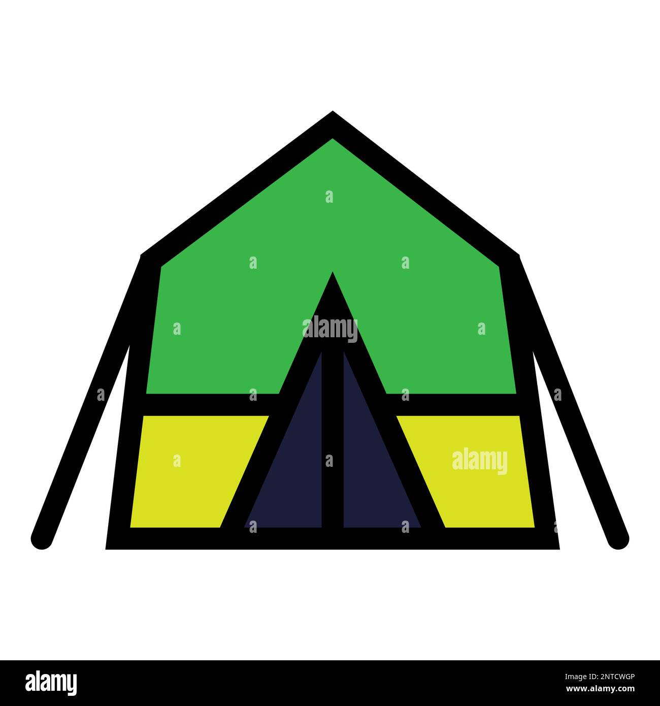 Tent line icon isolated on white background. Black flat thin icon on ...
