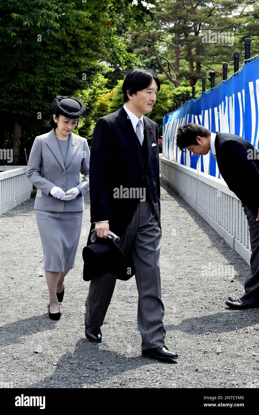 Japan's Crown Prince Akishino and Princess Kiko visit Grave of Prince