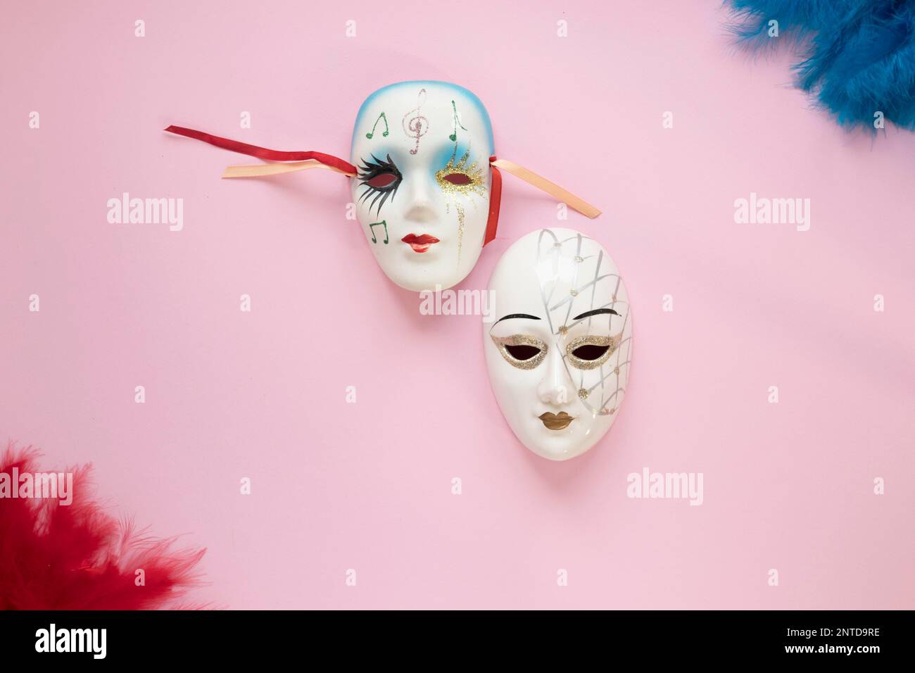 venetian masks feathers. High resolution photo Stock Photo - Alamy