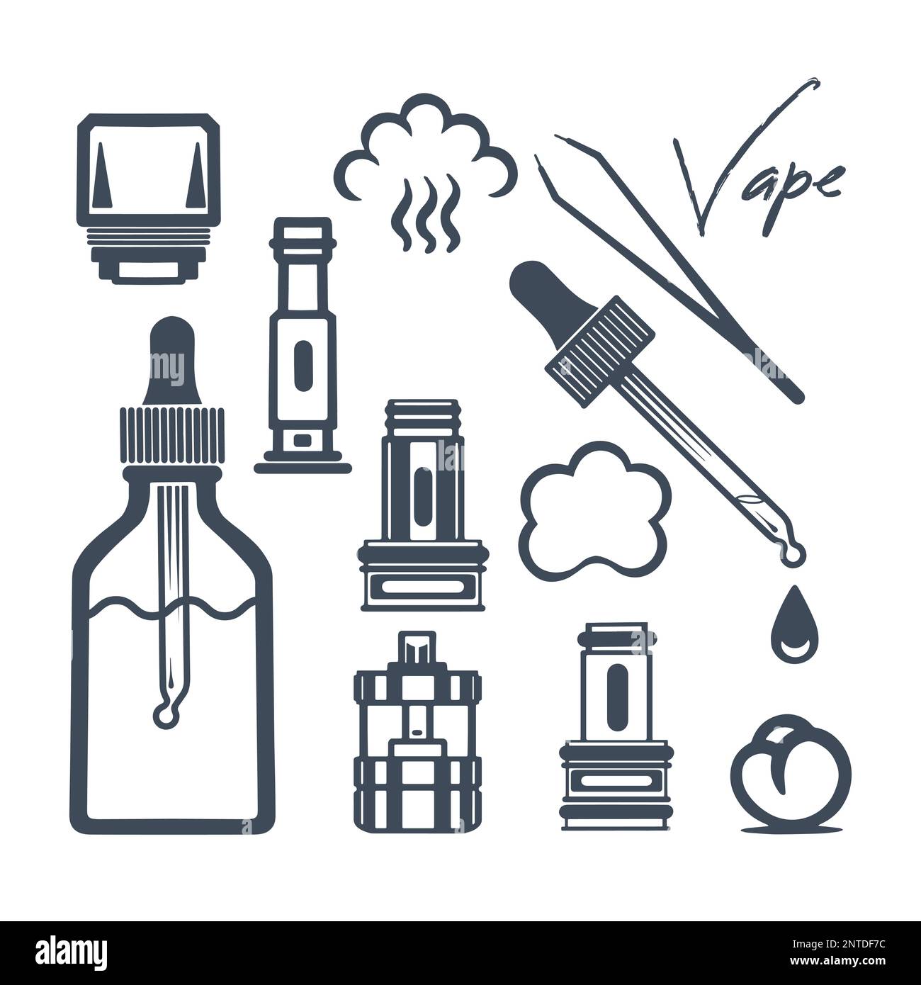 Different types of evaporators, a drop of liquid from a pipette, cotton