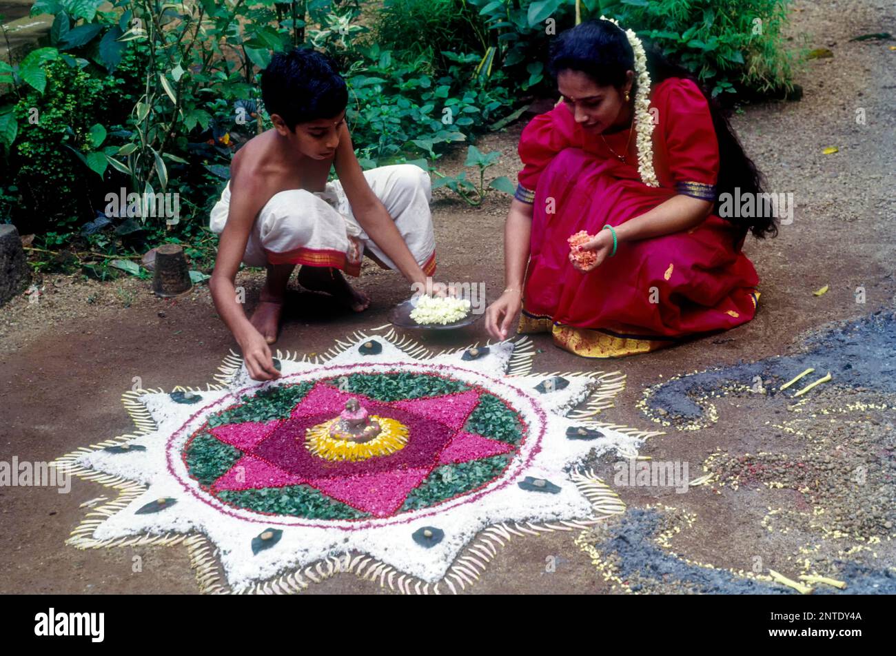Aththapoovu or Floral decoration during Onam festival in Aranmula ...