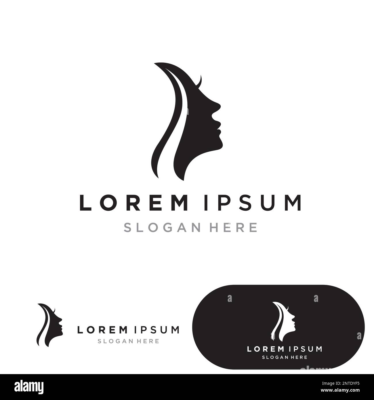 Woman face silhouette character illustration logo icon vector Stock ...