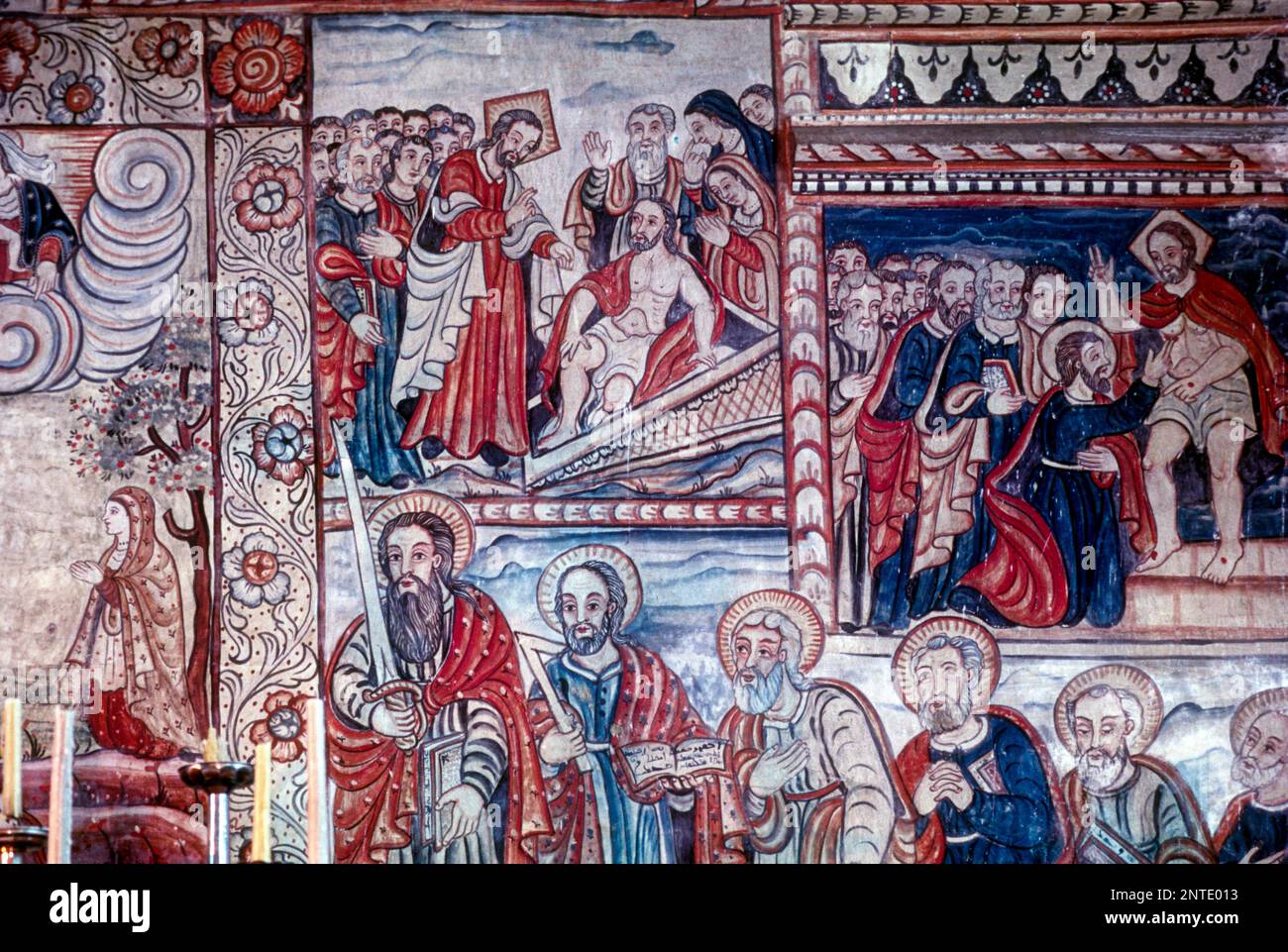 Murals paintings fresco in St. George Orthodox Church in Paliakara ...