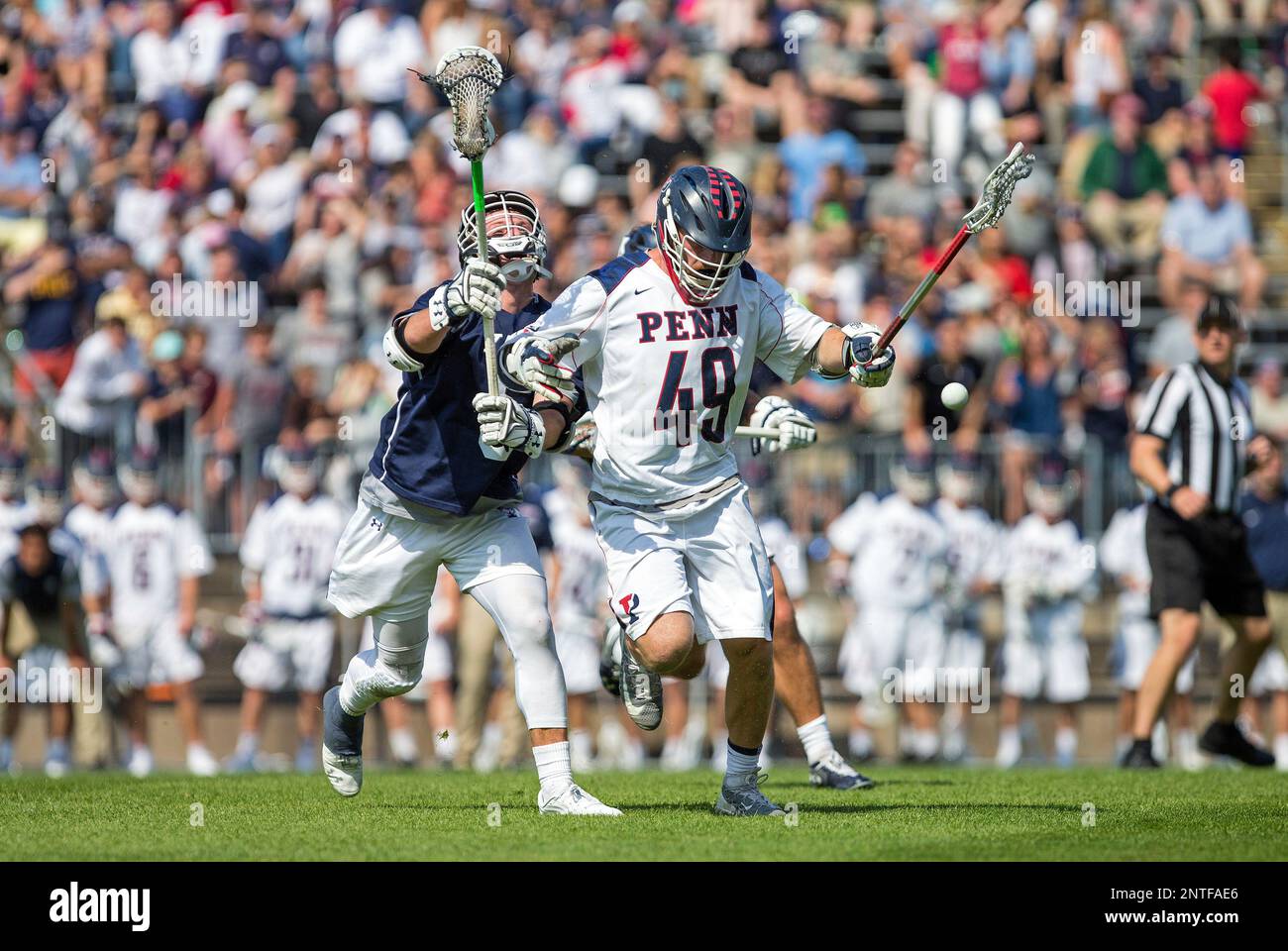 EAST HARTFORD, CT MAY 19 Pennsylvania Quakers Kyle Gallagher (49) and Yale Bulldogs TD Ierlan