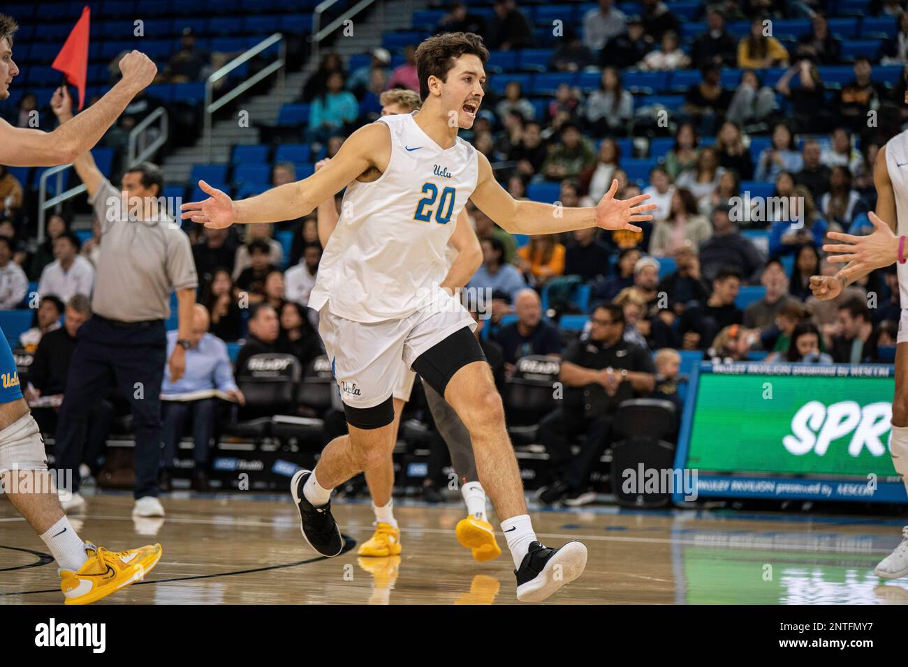UCLA Bruins outside hitter Ethan Champlin (20) celebrates during a NCAA