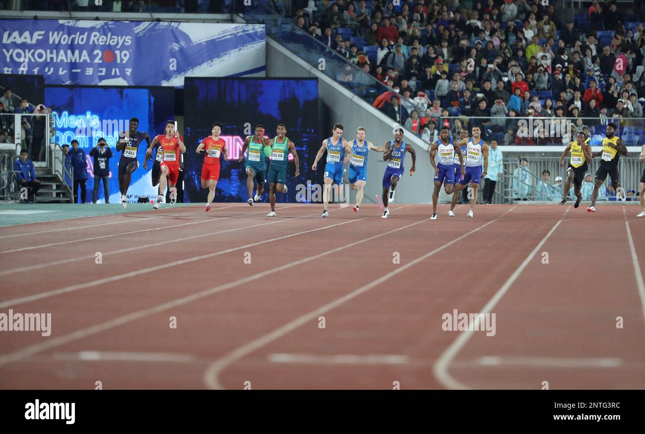Runners Compete During 4x100 Metres Relay Men Final Of Iaaf World