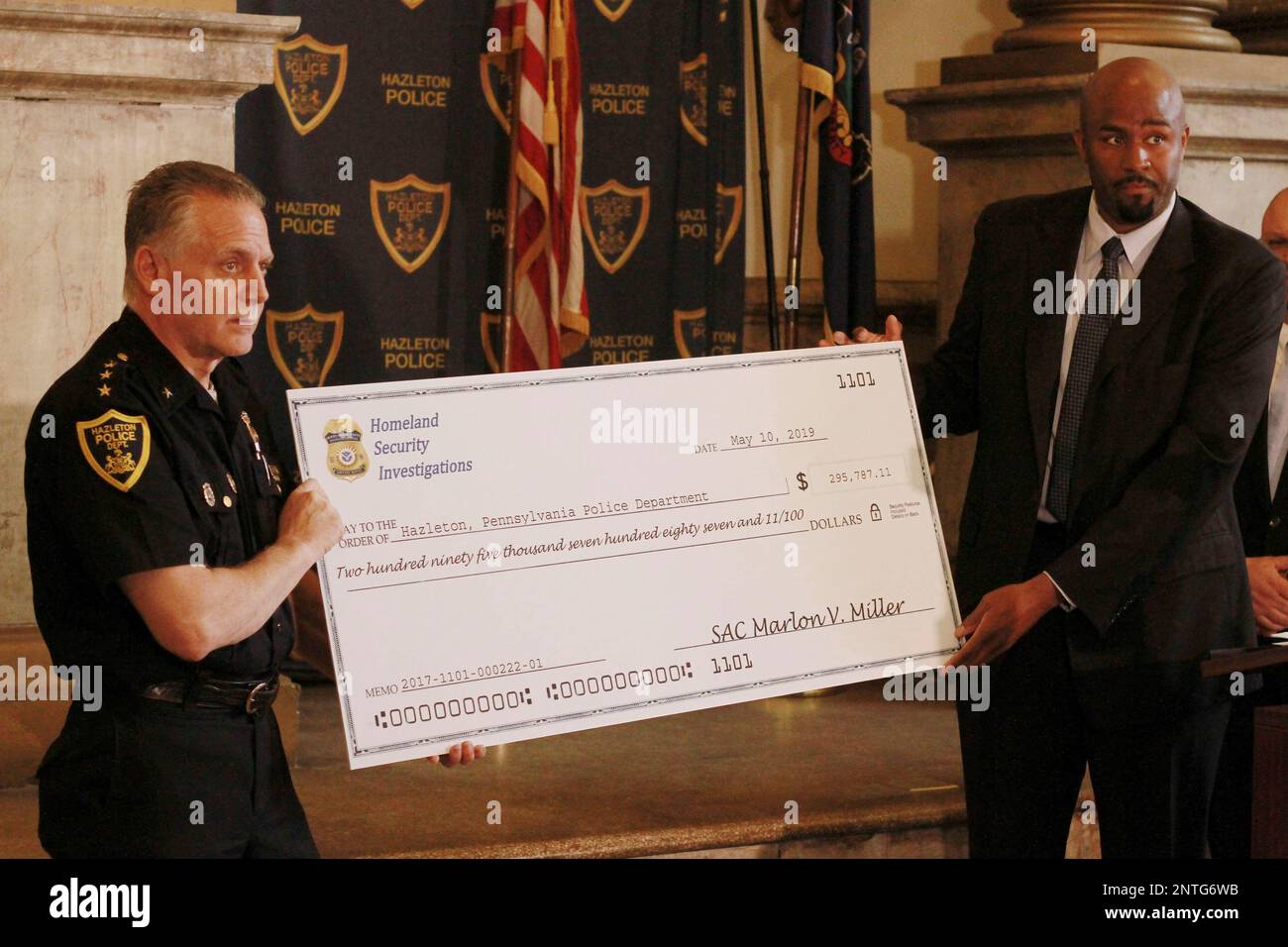 Hazleton City Police Department Chief, Jerry Speziale, left, and