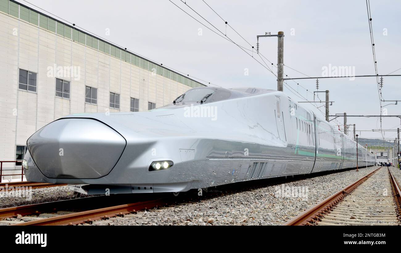 JR East Japan Railway Compnay unveils a new Shinkansen bullet train,
