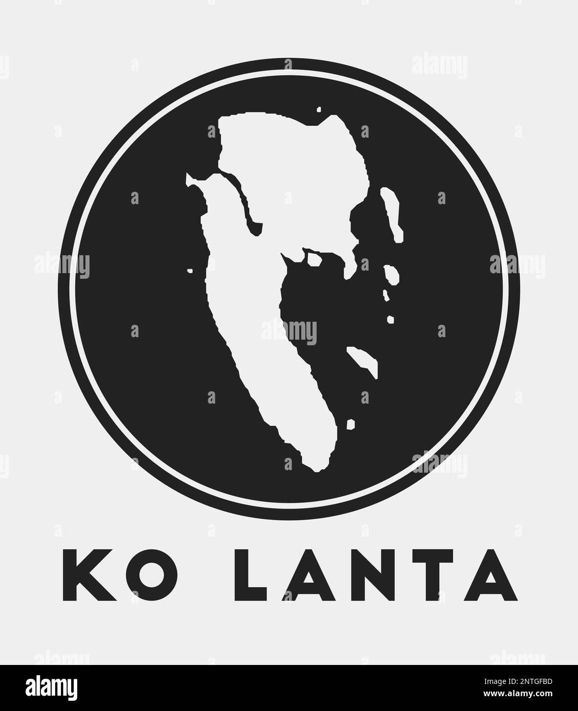 Ko Lanta icon. Round logo with island map and title. Stylish Ko Lanta