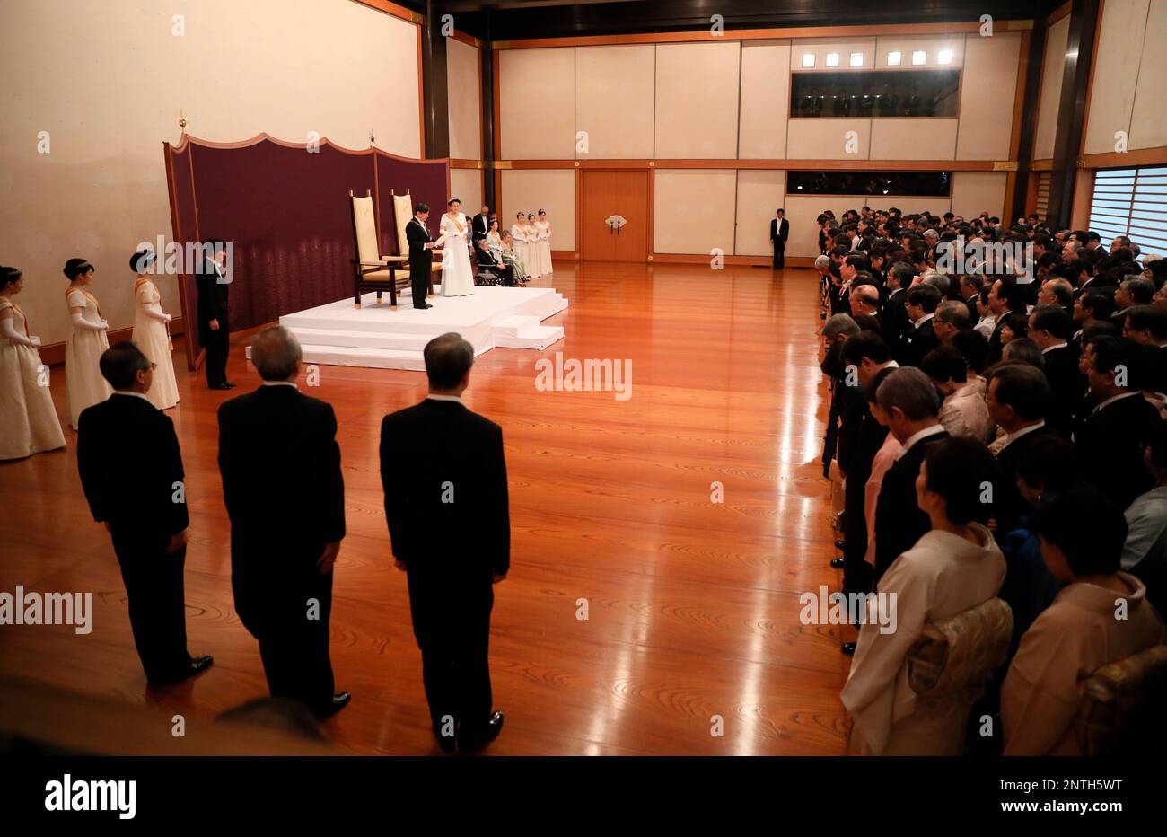 Japanese new Emperor Naruhito delivers the first speech after the